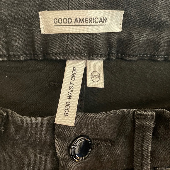 Good American Good Waist Crop Jeans Size 31/12 Stretch Denim - Picture 9 of 12